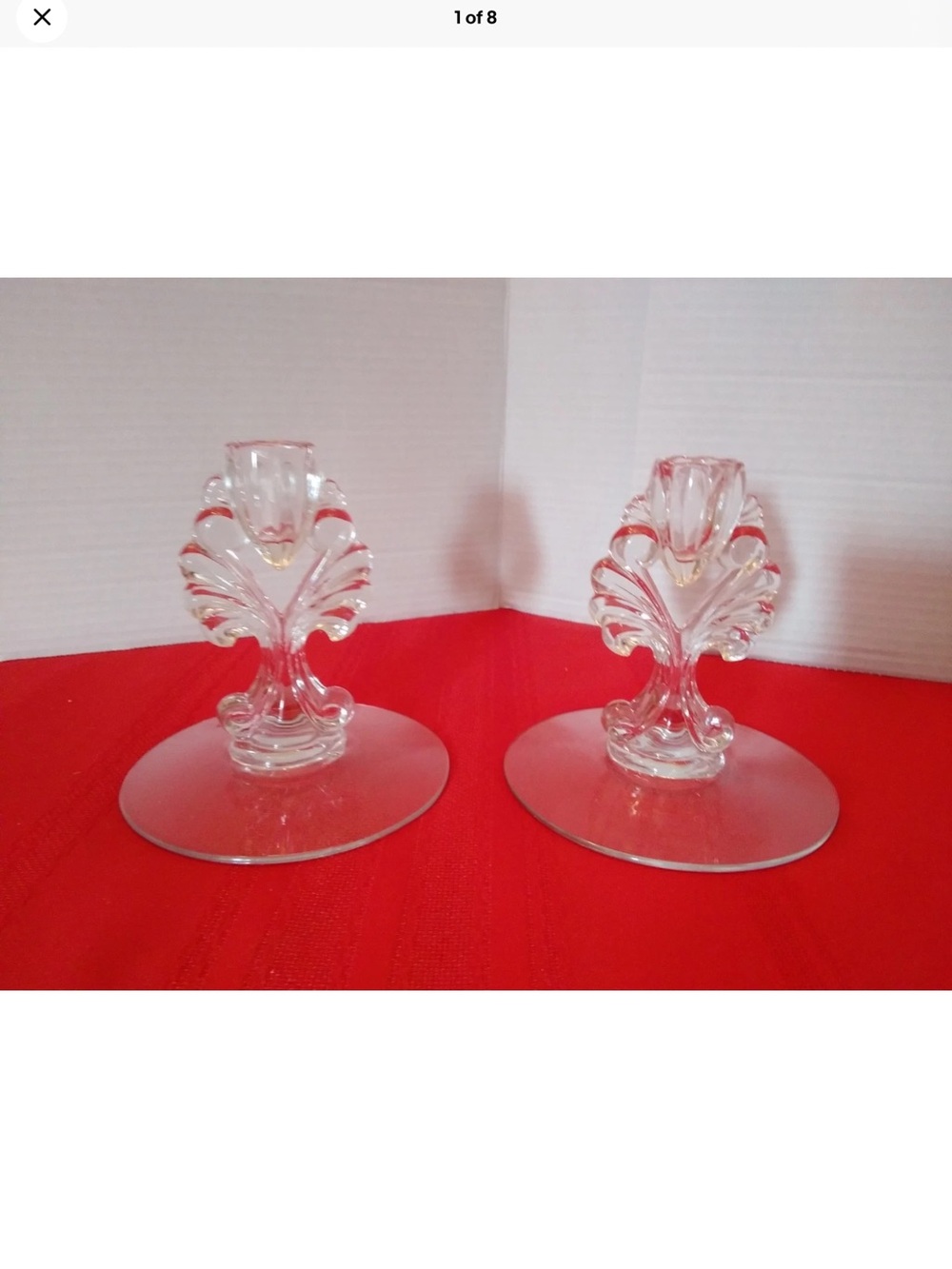 Vintage set 2 Candlesticks Viking Martinsville Janice Pattern  candle holders